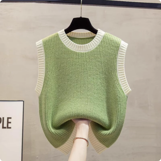 쌍천 여성 골프 나시 라운드 배색 민소매 티셔츠 얇은 민소매 니트 레이어드 골프웨어 조끼 A251214013