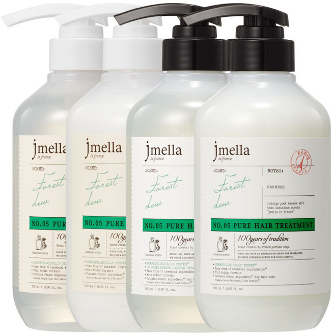 [헤어&바디 4종 세트] 제이멜라 퓨어 포레스트 듀 퍼퓸 샴푸+트리트먼트+바디워시+바디로션 풀케어 500ml SET, 1개