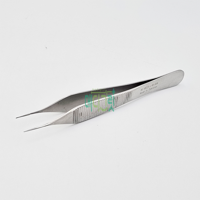 IMD 마이크로 아드슨핀셋 12cm 0.3mm 유구턱 J-16-329 [Micro Adson Tissue Forceps], 1개