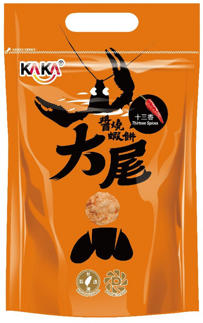 KAKA 醬燒大尾蝦餅 十三香 經典原味 鹹蛋黃, 1個, 醬燒蝦餅-十三香四入組