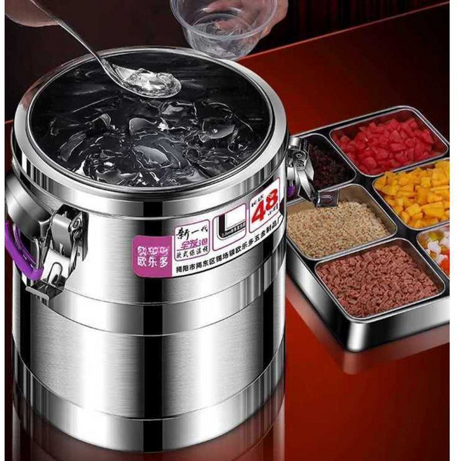 냉장 육수통 업소용 수정과 보냉통 슬러시 냉면 식당 대용량, 20L 꼭지O