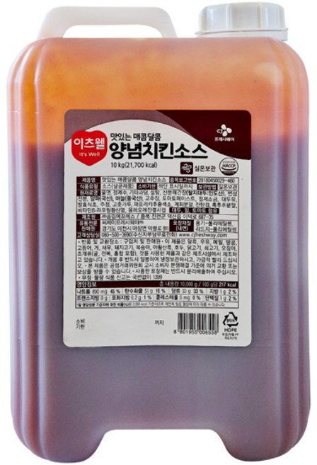 이츠웰 매콤달콤 양념치킨소스, 10kg, 1개