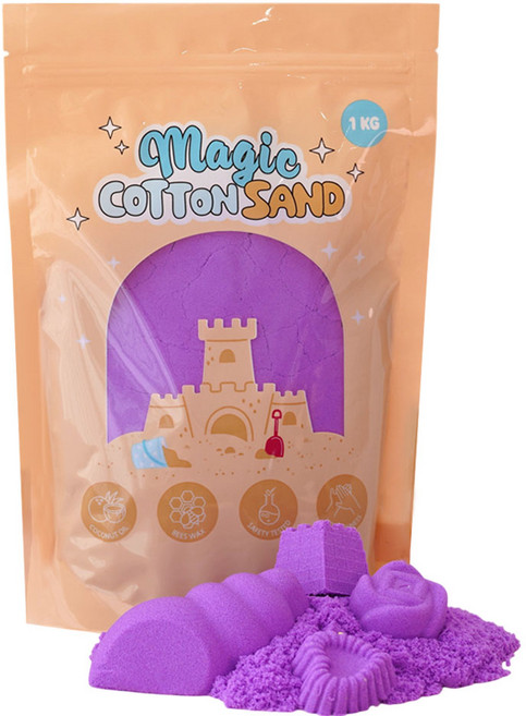따블리에 매직 코튼 샌드 모래놀이 촉촉한 색모래 8색, 1개, 1kg, 퍼플