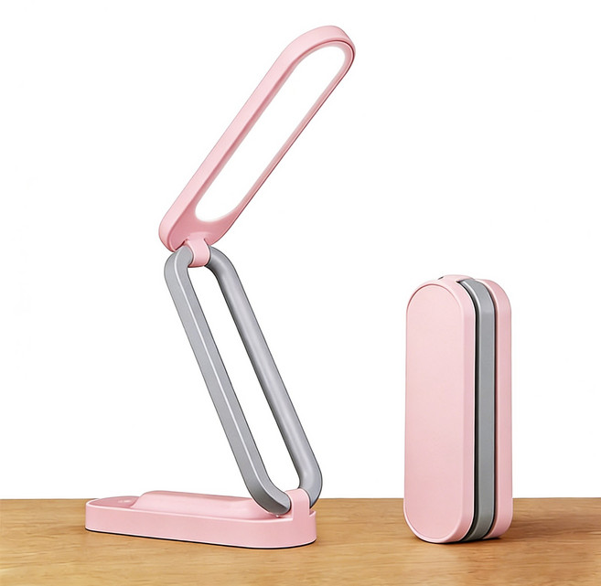 H HNMA HN 휴대용 소형 스탠드 블랙 화이드 접이식 밝기 3단계 조절 가능 침실 사무실 서재 등 다용도 적용 180 각도 조절 가능 미니 스탠드 조명 봄맞이 선물 봄맞이 선, 분홍색