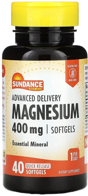 Sundance Vitamins Advanced Dey Magnesium 400 mg 40 Quick Release Softgels, Sundance Vitamins, Advanced De, 1개 - 쿠팡