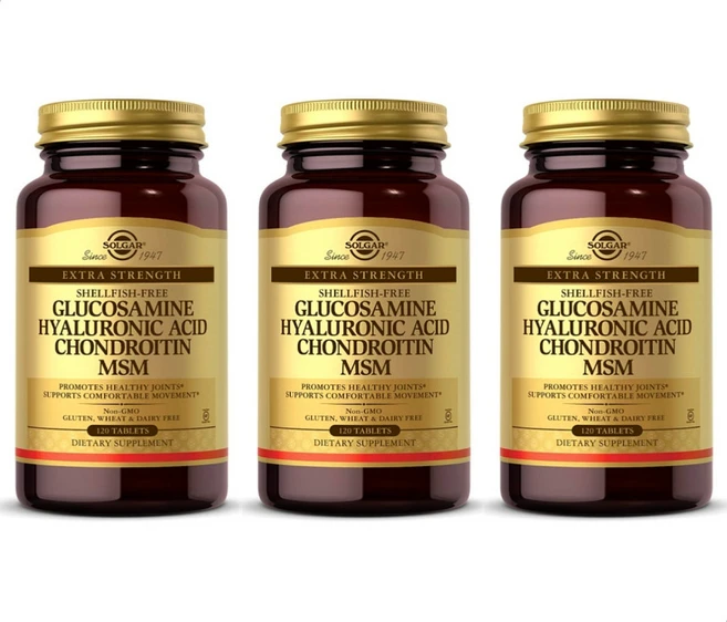 솔가 Solgar 글루코사민 히알루론산 콘드로이친 MSM 식이유황 120정 X 3통 - 쿠팡