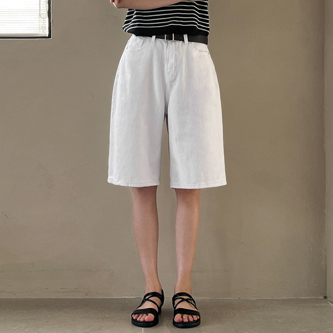 잇진 여성 코튼 와이드 버뮤다 팬츠 5부 반바지