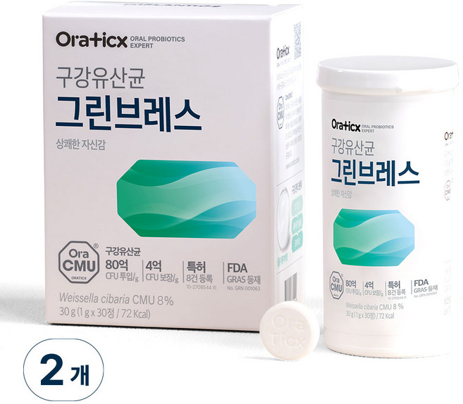 오라팜 오라틱스 그린브레스 구강 유산균, 30정, 2개