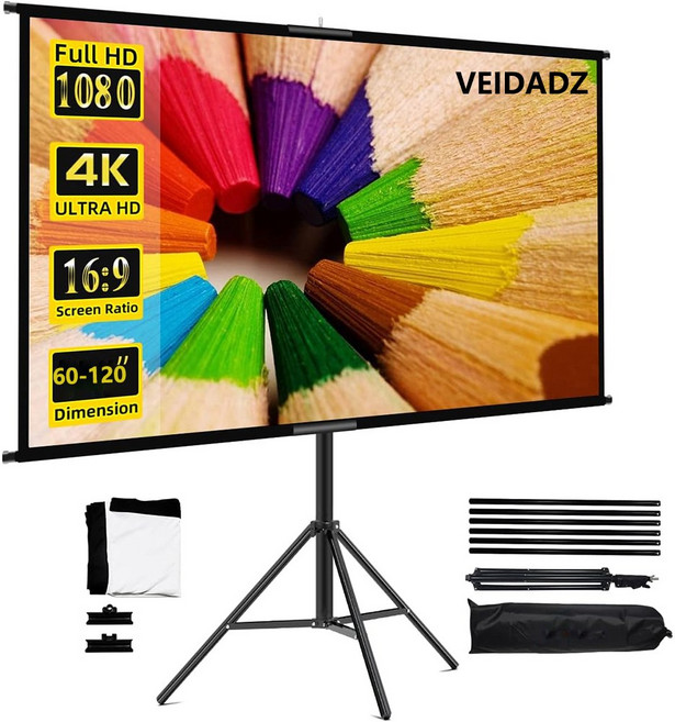 VEIDADZ 벽걸이형 고밀도 폴리에스터 빔스크린 고화질 광시야각, 84형, 16:9