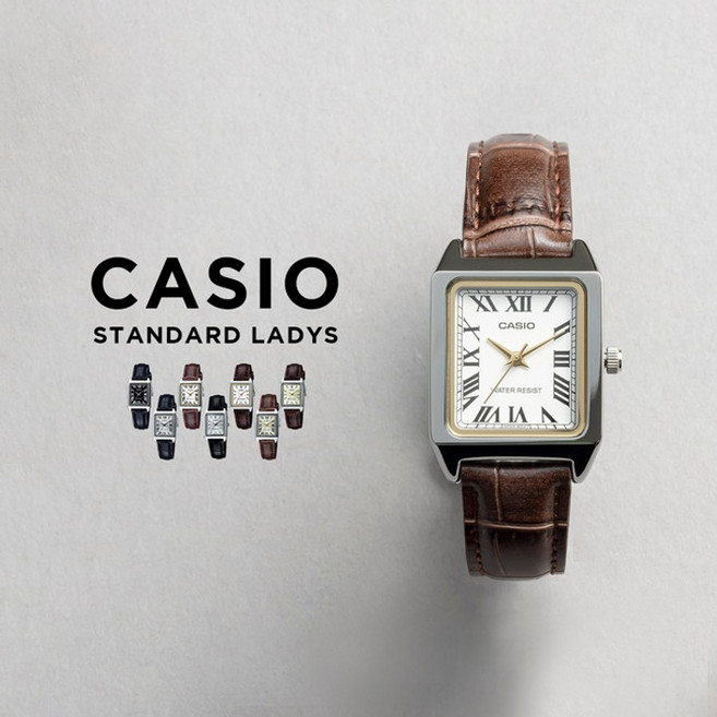 CASIO 카시오 스탠다드 손목시계 아날로그 실버 화이트 레트로 여성용 LTP-V007
