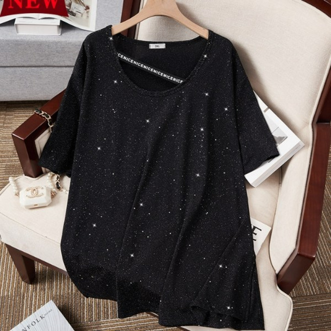 빅사이즈티셔츠 반팔 반짝이 빅사이즈티셔츠 3XL 4XL 5XL 6XL 7XL B107