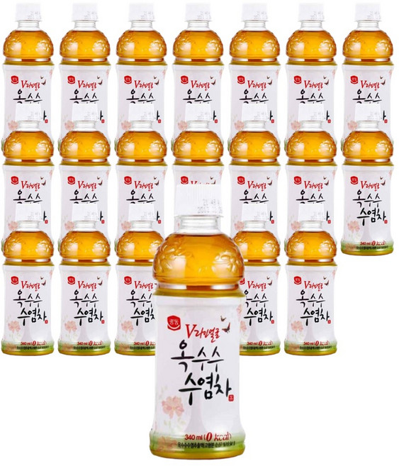 광동 V라인 옥수수수염차 유/무라벨 랜덤 사무실 회사 물대용음료 옥수수차, 20개, 340ml