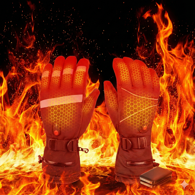 크레나 충전식 3단온도조절 발열장갑 배터리포함, 굵은 스카치