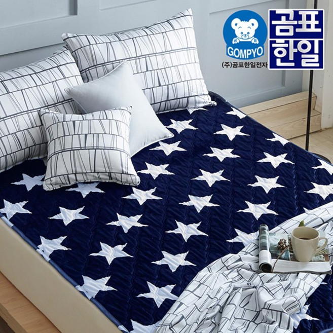 곰표한일 전기매트 싱글 전기요 1인용 침대 무자계 매트 극세사 블루스타 소형, 단일사이즈, 본상품선택