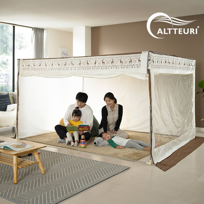 알뜨리 투인원 사각 난방텐트 방한 방풍 보온 실내 침대텐트