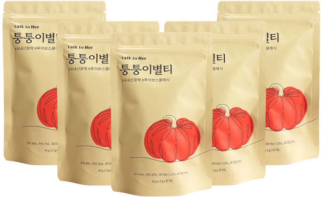 톡투허 퉁퉁이별티 루이보스티 호박차, 1.5g, 30개입, 5개