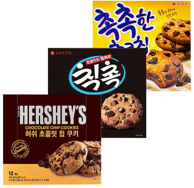 촉촉한 초코칩 240g + 칙촉 180g + 허쉬 초콜릿 칩 쿠키 144g, 1개, 564g