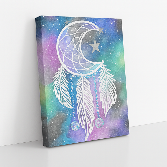 엔조이리빙 DIY 보석십자수 40x50cm 캔버스형 세트, 1개, 초승달 드림캐쳐