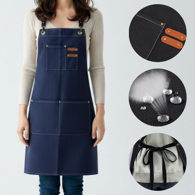 하루투데이 캔버스 앞치마 다용도 공방 카페 업소용, 1개, 네이비