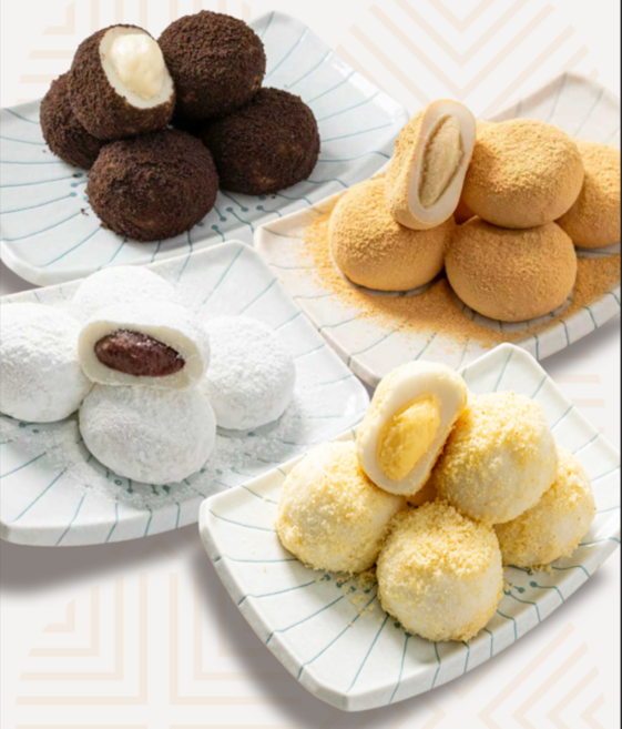 [정다연] 쫀득하고 굳지 않는 4가지맛 찹쌀떡 1KG 개별포장 냉동 모찌, 20개, 50g