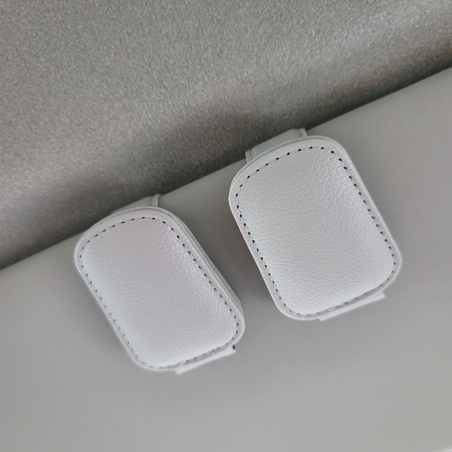 에보카 차량용 가죽 선바이저 선글라스 클립 안경 클립 1+1 2개, 1세트, 그레이+그레이