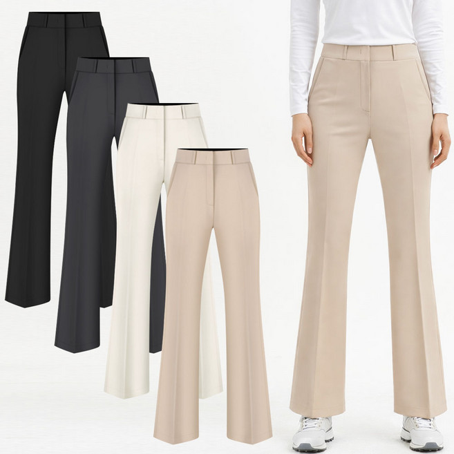 여성 골프바지 부츠컷 봄가을용 전체 스판 링클프리 여자 골프웨어 하의 골프복 바지 빅사이즈