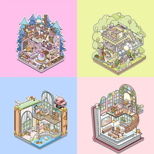 뉴프렐류드 집꾸미기 스티커 4종 13X19cm, 1개