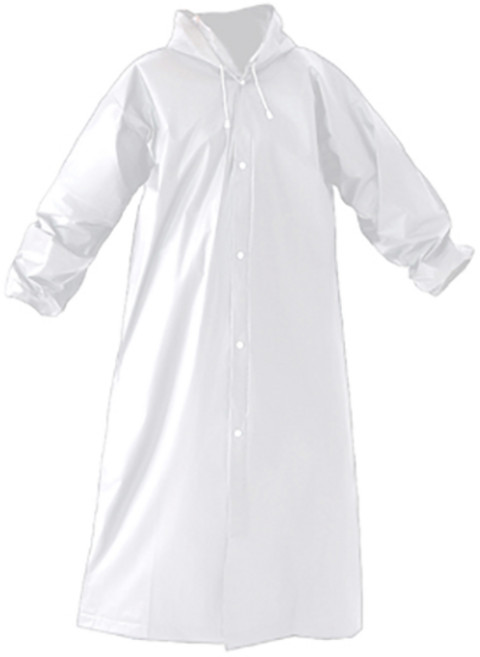 가성비 경량 EVA 원단 레인코트 방수 발수 코트형 성인용 우비 우의 2P, 화이트+화이트