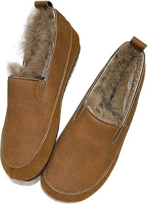 셀럽당 기모 면화 소프트 바닥 소프트 면 기모 겨울 기모 로퍼 여 빅사이즈Q03752