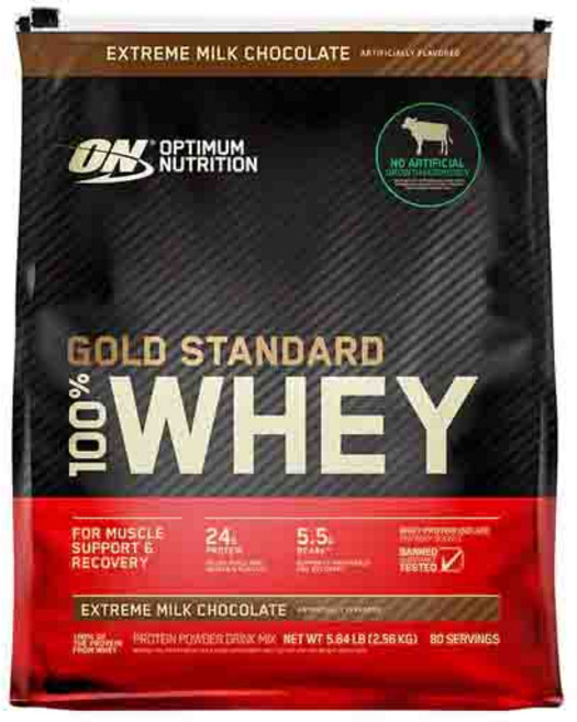 옵티멈 뉴트리션 골드 스탠다드 100% 웨이 프로틴 80서빙 익스트림 밀크 초콜릿 맛 2.56 kg Optimum Nutrition Gold Standard, 2.56kg, 1개