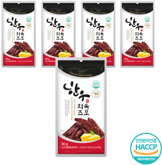프리미엄 한우 치즈육포, 5개, 30g