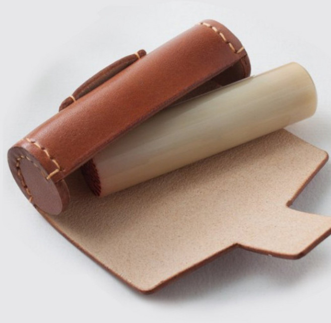 휴대용 가죽 도장 케이스 도장지갑 도장집, 1개, 브라운