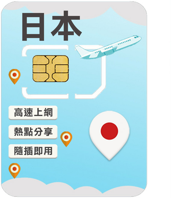 日本上網SIM卡 高速上網 熱點分享 隨插即用 暢遊日本必備, 1個, 5天, 吃到飽