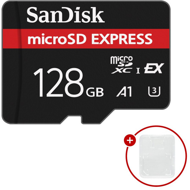 샌디스크 마이크로SD카드 익스프레스 Express 닌텐도2 스위치용 메모리카드 SDSQXFN + SD카드 케이스, 1개, 128GB