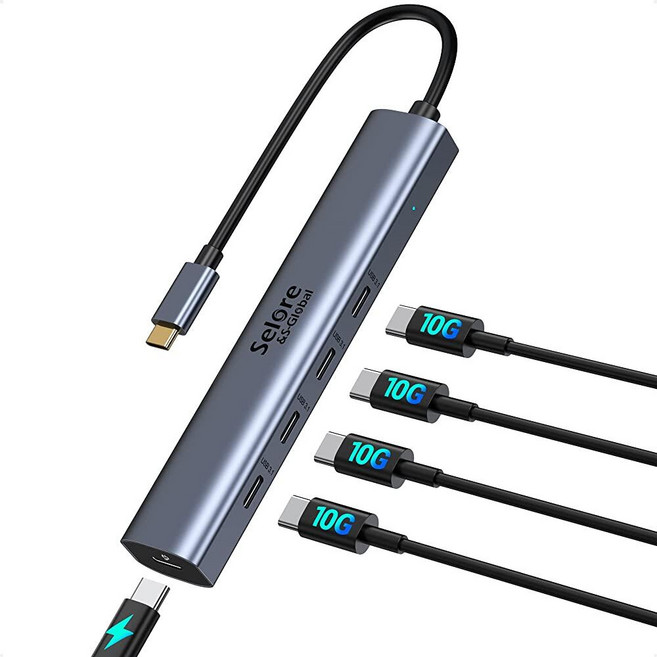 10Gbps USB-C 허브 100W 전원 공급 기능이 있는 5포트 USB-C 스플리터 노트북용 멀티포트 어댑터 맥북 프로/에어 M2/M1 아이패드 델 HP 삼성용, 10Gbps USB-C 허브, 100W 전원 공급 기능