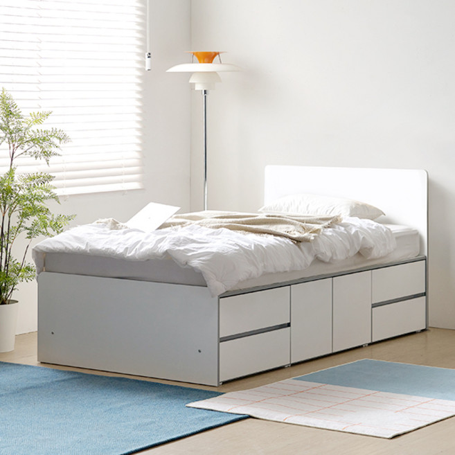 알파침대 프린 슬림 2단 수납 침대프레임 방문설치, 화이트