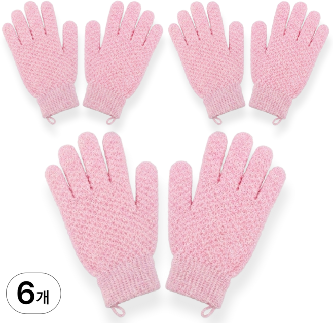 디뷰 부드러운 저자극 샤워 장갑, 2개입, 3세트, 핑크