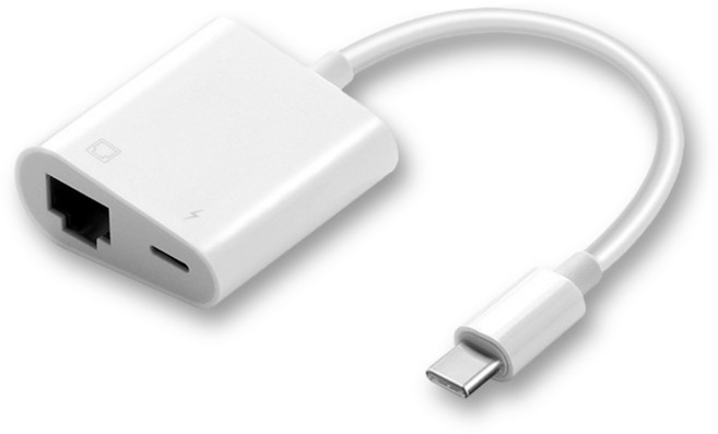 HONG JIN 宏晉 百兆乙太網路轉換器 帶供電孔 Apple轉RJ45, 1個, Type-C接口