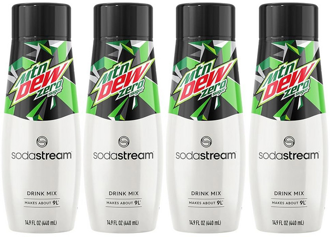 소다스트림 MTN 듀 코드 레드 제로 설탕 음료 믹스 440ml 4팩, 14.9 Fl Oz (Pack of 4), Zero Sugar, 473ml