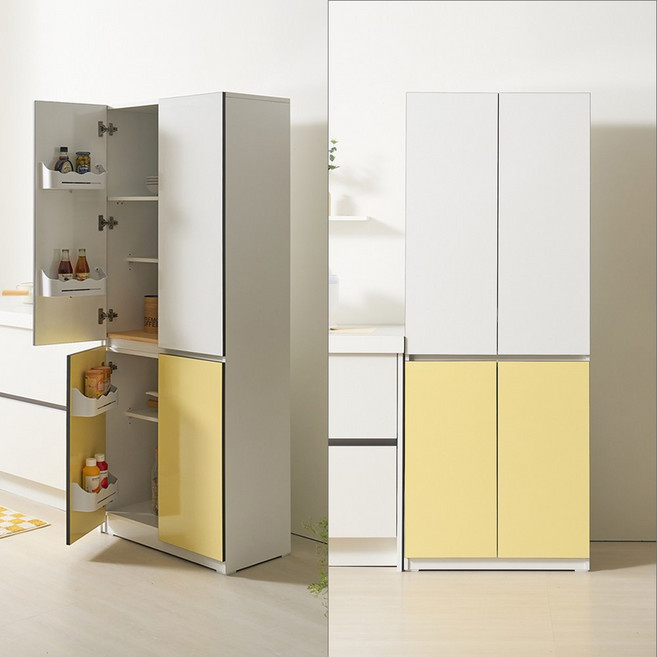 700 홈카페 수납장 냉장고도어장 (옐로우), 옐로우