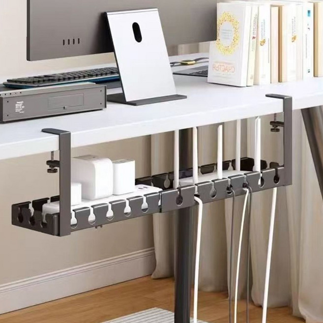 댓츠댓 깔끔한 무타공 컴퓨터 선정리 책상 거치대, 블랙