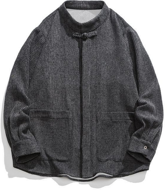 立領夾克外套春秋季中國風燈芯絨青年中山裝中式大碼男裝唐裝襯衫