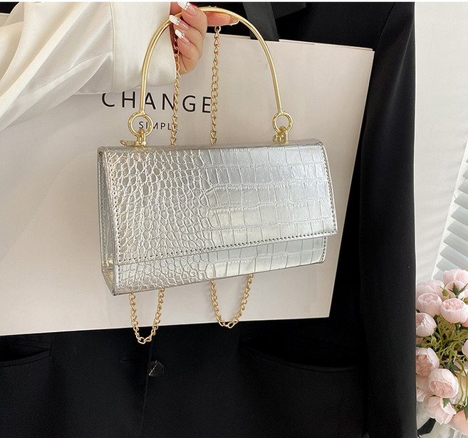 RlikeU 실버 와니 체인 클러치 크로스백 하객 파티가방 BAG-5399