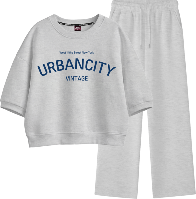 몰토벨리노 SF 어반시티 오버핏 세미크롭 반팔 맨투맨 트레이닝 상하세트