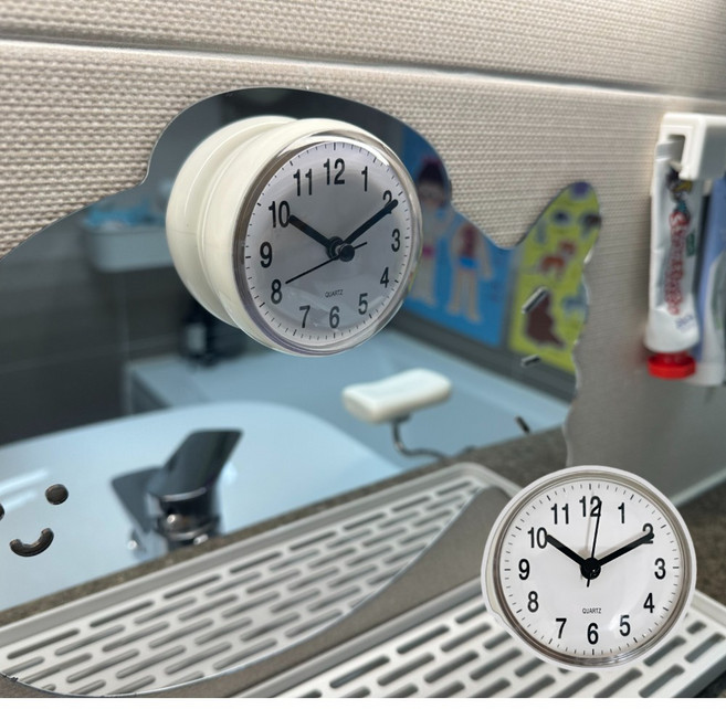 다보릭 흡착식 욕실 주방 방수 시계, 화이트