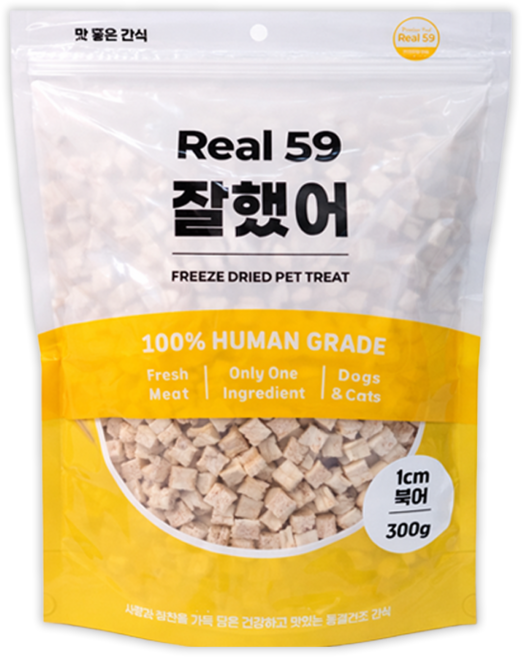 리얼59잘했어 강아지 고양이 동결건조 대용량 간식, 1개, 300g, 북어