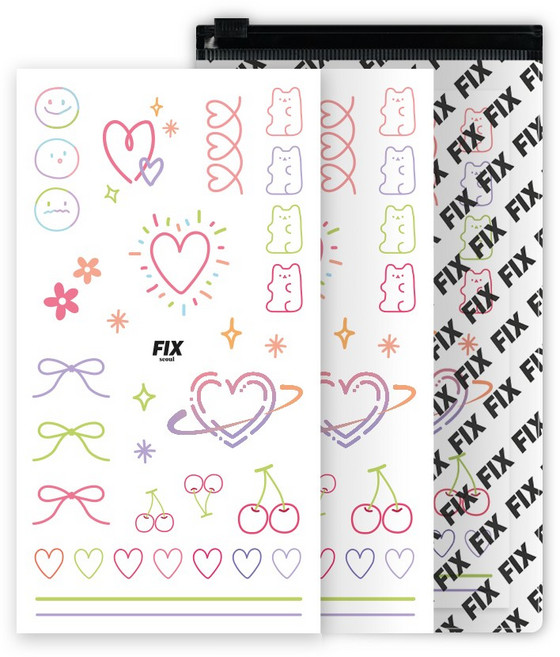 픽스서울 드라이 바디 타투 스티커 자연스러운 감성 타투 문신 건식 스티커, 1세트