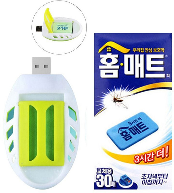 USB 훈증기 홈매트 리필 30P 향수 디 퓨저 매트 교체 용액 스프레이 청정기 관련 제품, USB훈증기+리필30매