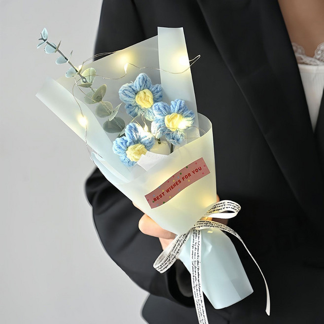 스토리원 U-SSAC100 시들지 않는 니트 꽃 선물 포장 세트, 1개, 미스트