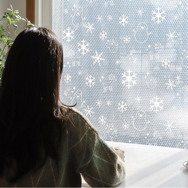 3중코팅 국내생산 에어캡 패턴 단열시트 보온 보냉 결로방지 유리창용 북유럽 감성 뽁뽁이 에어캡 (눈꽃), 1개